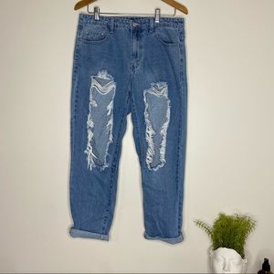 Momokrom Ripped Jeans Mom High Waisted Distressed